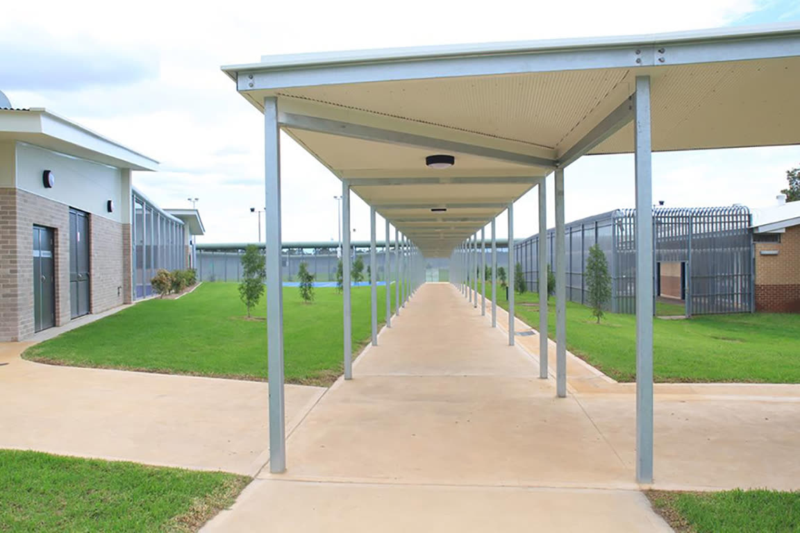 Covered outdoor walkway at Cobham Juvenile Justice Centre
